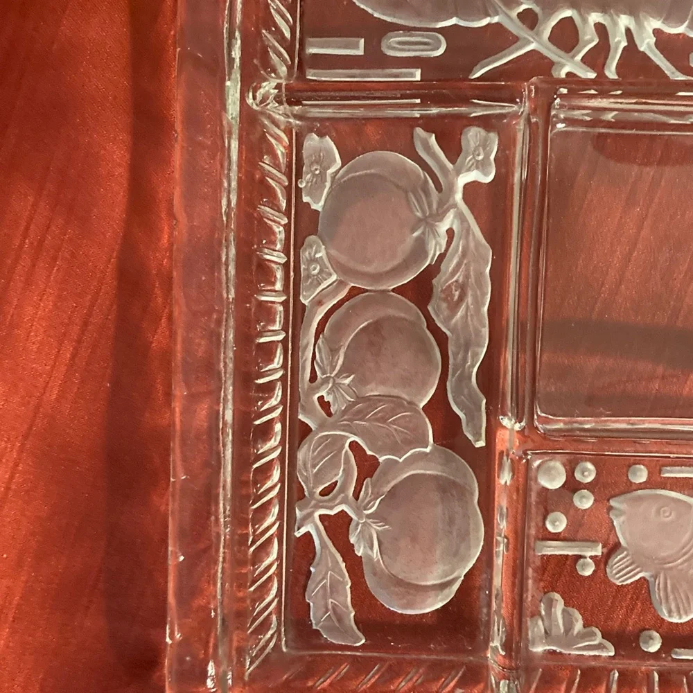 HOST PICK😀Vintage Frosted Glass Divided Serving Tray